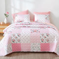 Floral Quilt Set Twin Size – Ultra Soft Lightweight Bedspread, 2 Piece Pink Bedding Set (66"X90") with Pillowcases (20"X26"), All Season Coverlet for Bedroom & Guest Room