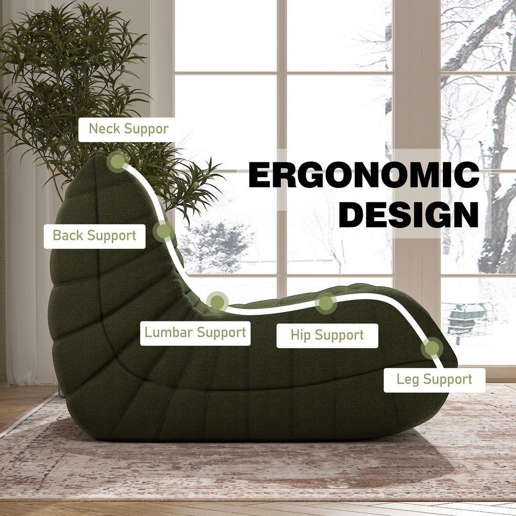 Bean Bag Chair for Adults, Teddy Material Togo Sofa Lazy Chair for Living Room Bedroom Small Space, Green