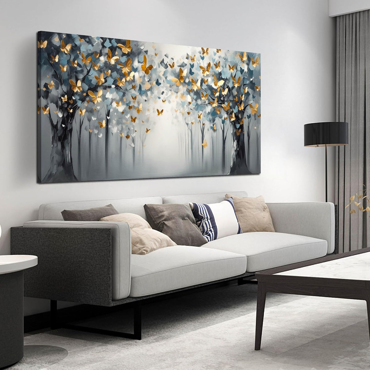 Butterfly Pictures Wall Art for Bedroom - Tree Art Wall Art for Living Room - Large Abstract Canvas Wall Decor for Office Size 29" X 59"