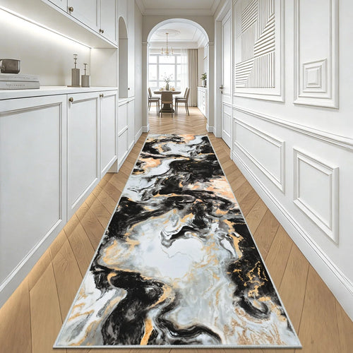 2X7 Runner Rug for Hallways Kitchen Modern Abstract Washable Runner Rug Soft Non Slip Marble Indoor Carpet Runner for Laundry Entryway Bedroom Bathroom