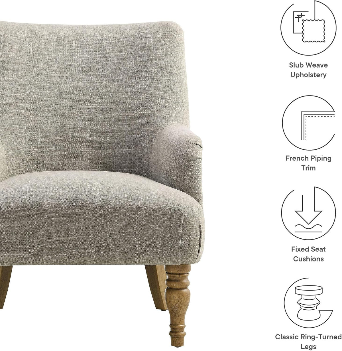 Ellington Living Room Accent Armchair in Linen